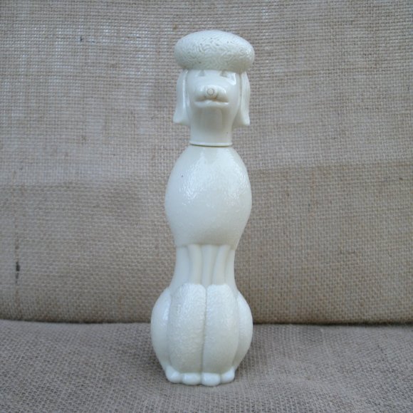 Vintage Avon Poodle Bath Oil Bottle milk glass - Picture 8 of 16